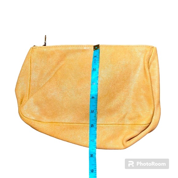 Tracey Tanner Golden Yellow snake print Embossed Leather Clutch - Picture 6 of 7
